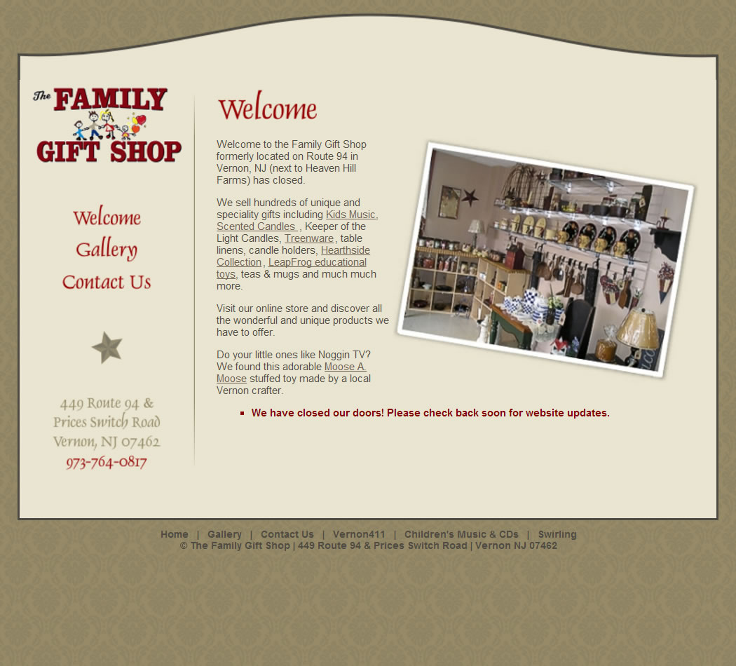 screenshot of The Family Gift Shop website