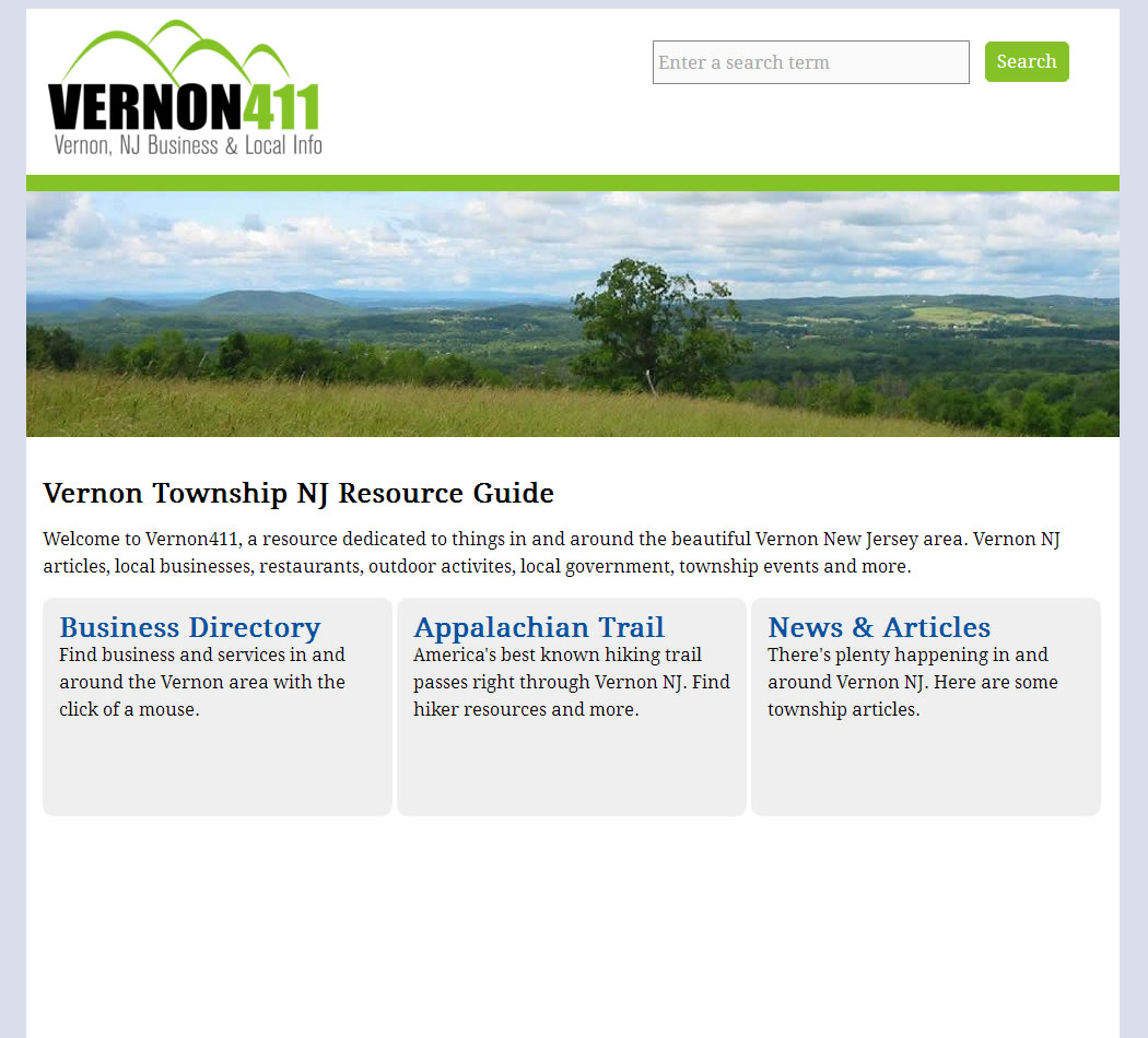screenshot of the Vernon 411 website